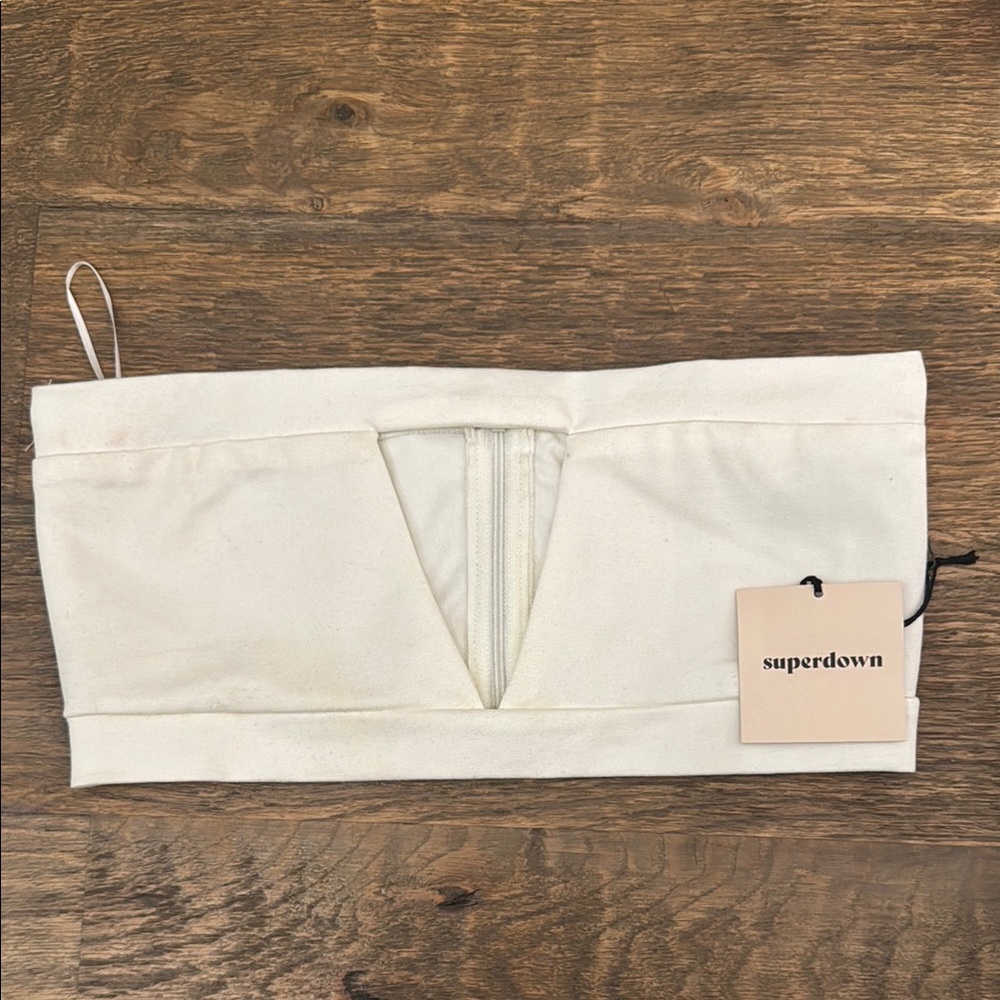Superdown Cream Strapless Bandeau